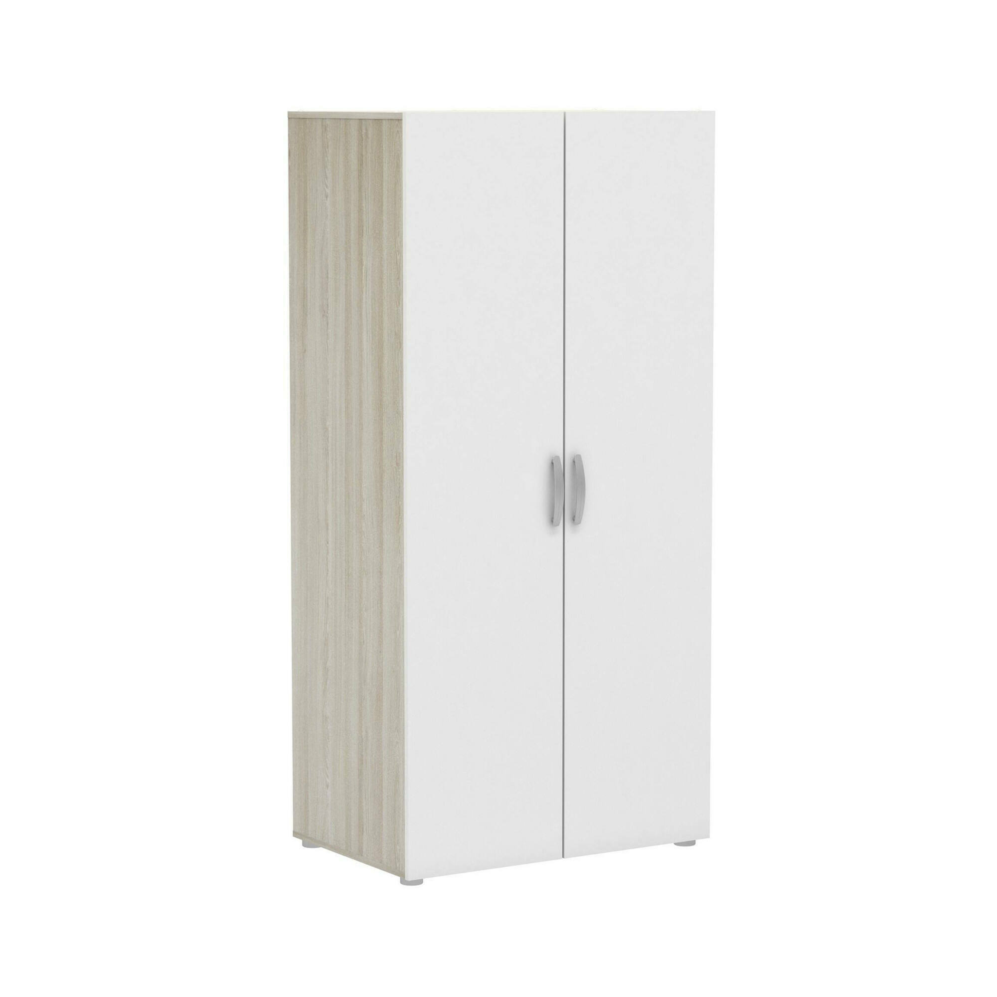 Guardaroba 2 Ante Isere, Mobile Camera Da Letto, Cabina Armadio Portabiti Armadio Appendiabiti 79x51 H203 Cm Rovere E Bianco Opaco