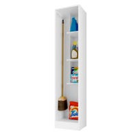 Armoire à balais polyvalente avec porte et roulettes réversibles Armoire à balais polyvalente avec porte et roulettes réversibles