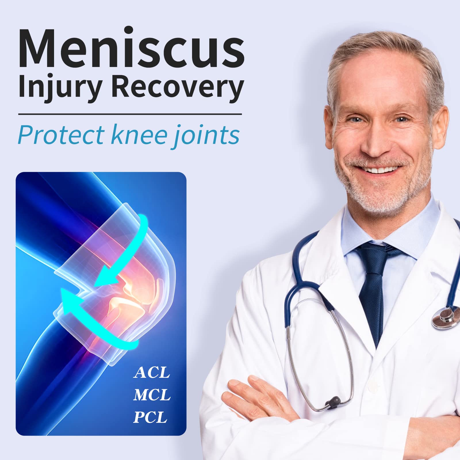 Joelheira de compressão reforçada,com suporte de mola,antiderrapante,respirável e ajustável,lavável à mão(1 unidade por embalagem,tamanho XXL-branca) - 6