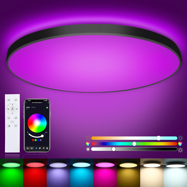 24W Plafoniera LED RGB Dimmerabile con Telecomando, Plafoniera Pannello