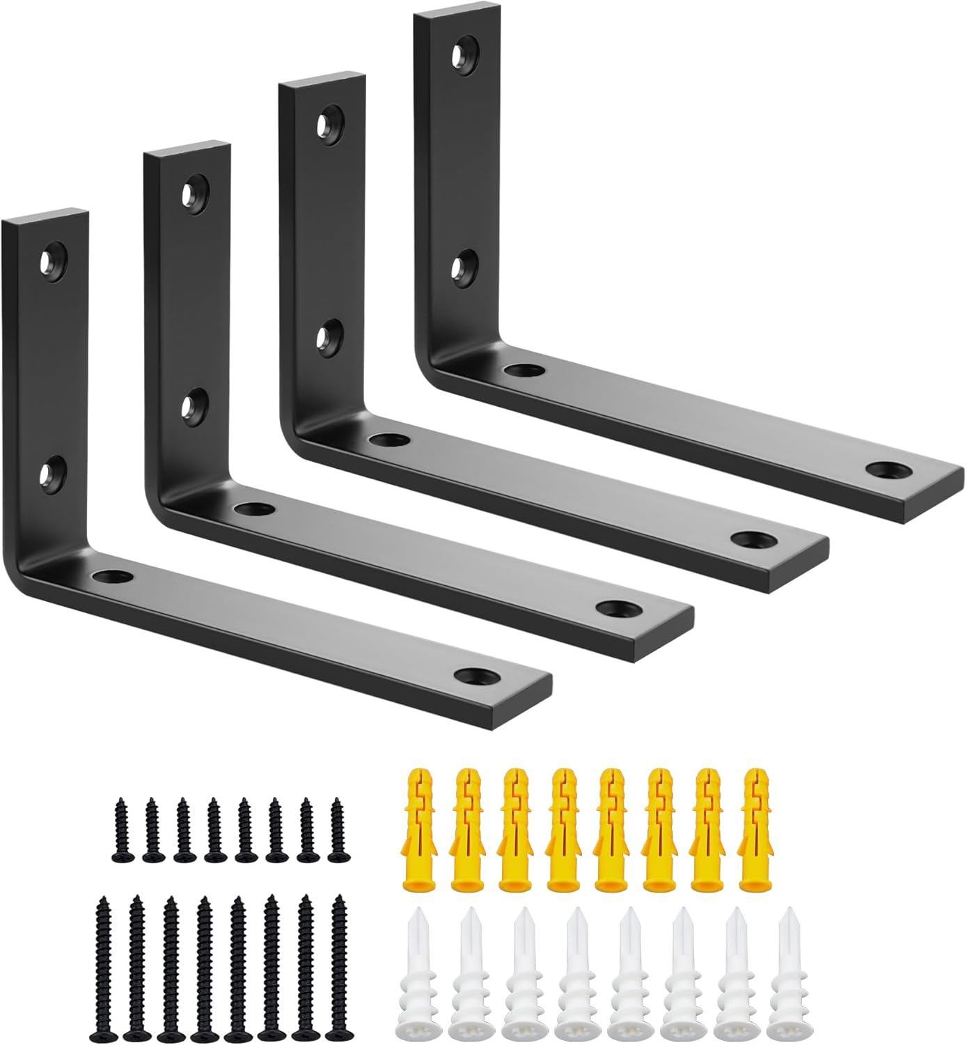Lot De 4 Supports D'étagère Murale En Métal Gris - 200x40x140 Mm, Charge Max 50 Kg