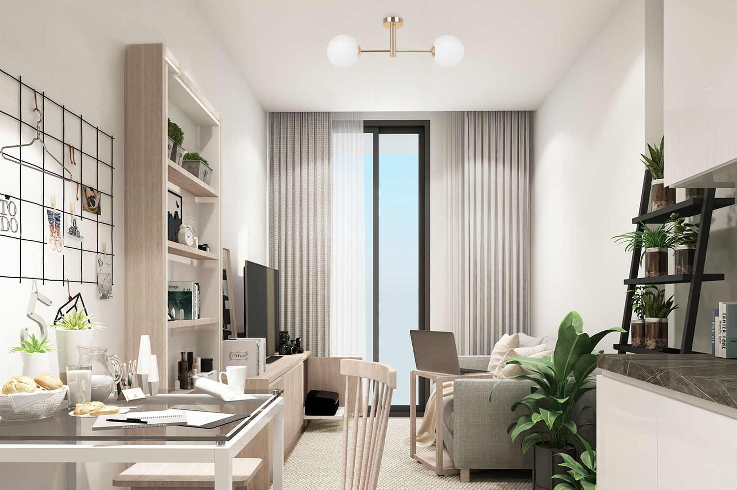 Lampa sufitowa wisząca Vicenza modern 2xE14 abażur kula złota/biała Light Home LH - 4