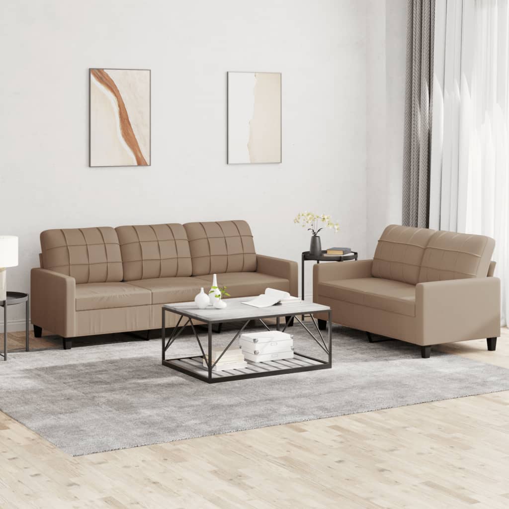 Ensemble de canapés 2 pcs avec coussins Cappuccino Similicuir vidaXL - 8