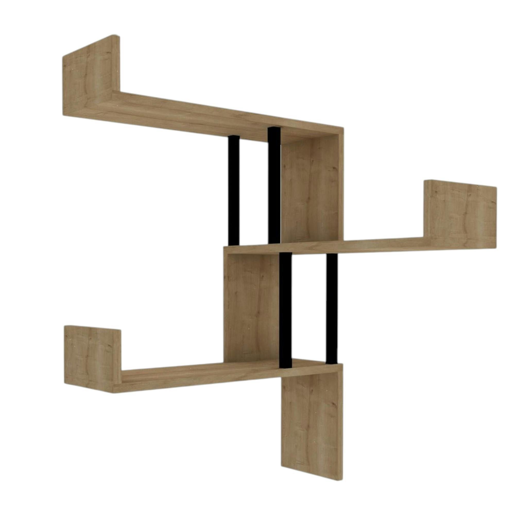 Étagère murale d’angle effet bois clair - 3 plateaux JENA - 3