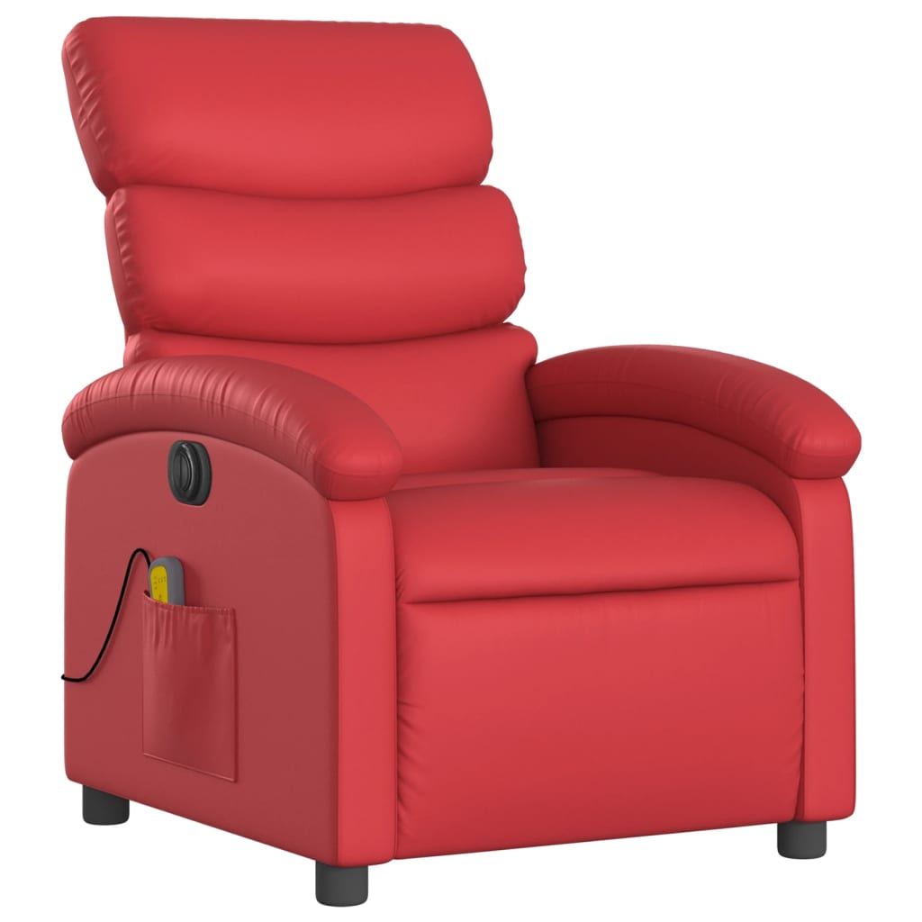 Maison Exclusive - Sillón de masaje reclinable eléctrico de cuero artificial rojo - 4