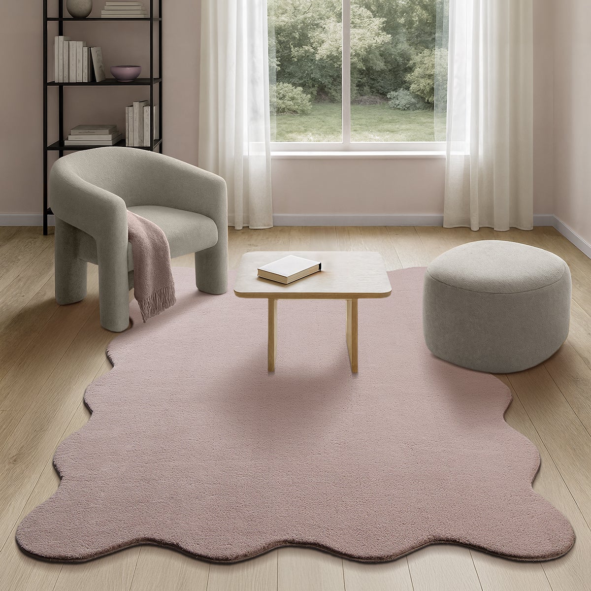 Dywan Relax Shape zmywalny antypoślizgowy, różowy, 120 x 160 cm
