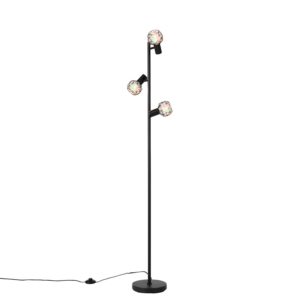 Inteligentna lampa podłogowa czarna regulowana, w tym 3 WiFi P45 - Mesh