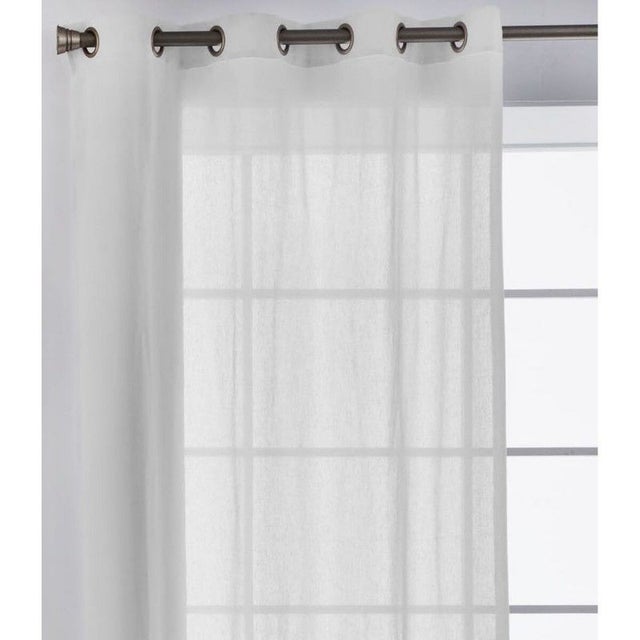 Rideau/voilage Shamlyne 110x150 Cm - Tissu Soie 75%, Coton 20%, Jute 5% - Écru Rayé - Neuf Emballé