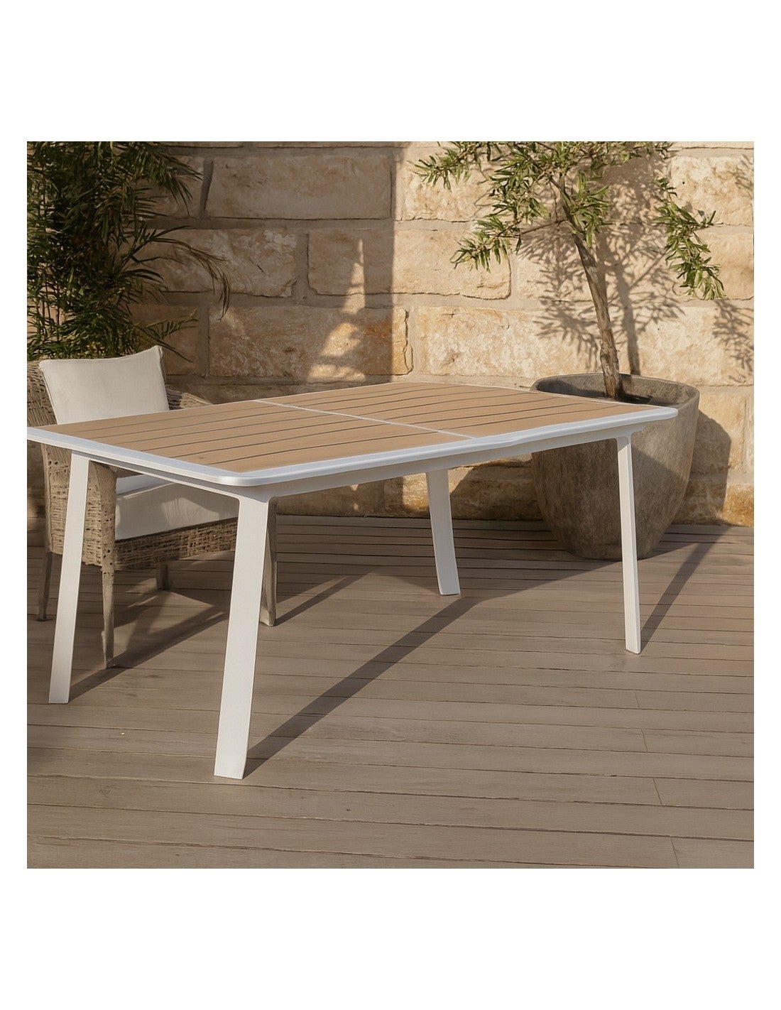 Table de jardin extensible rectangulaire en Aluminium Blanc 10 places - 7