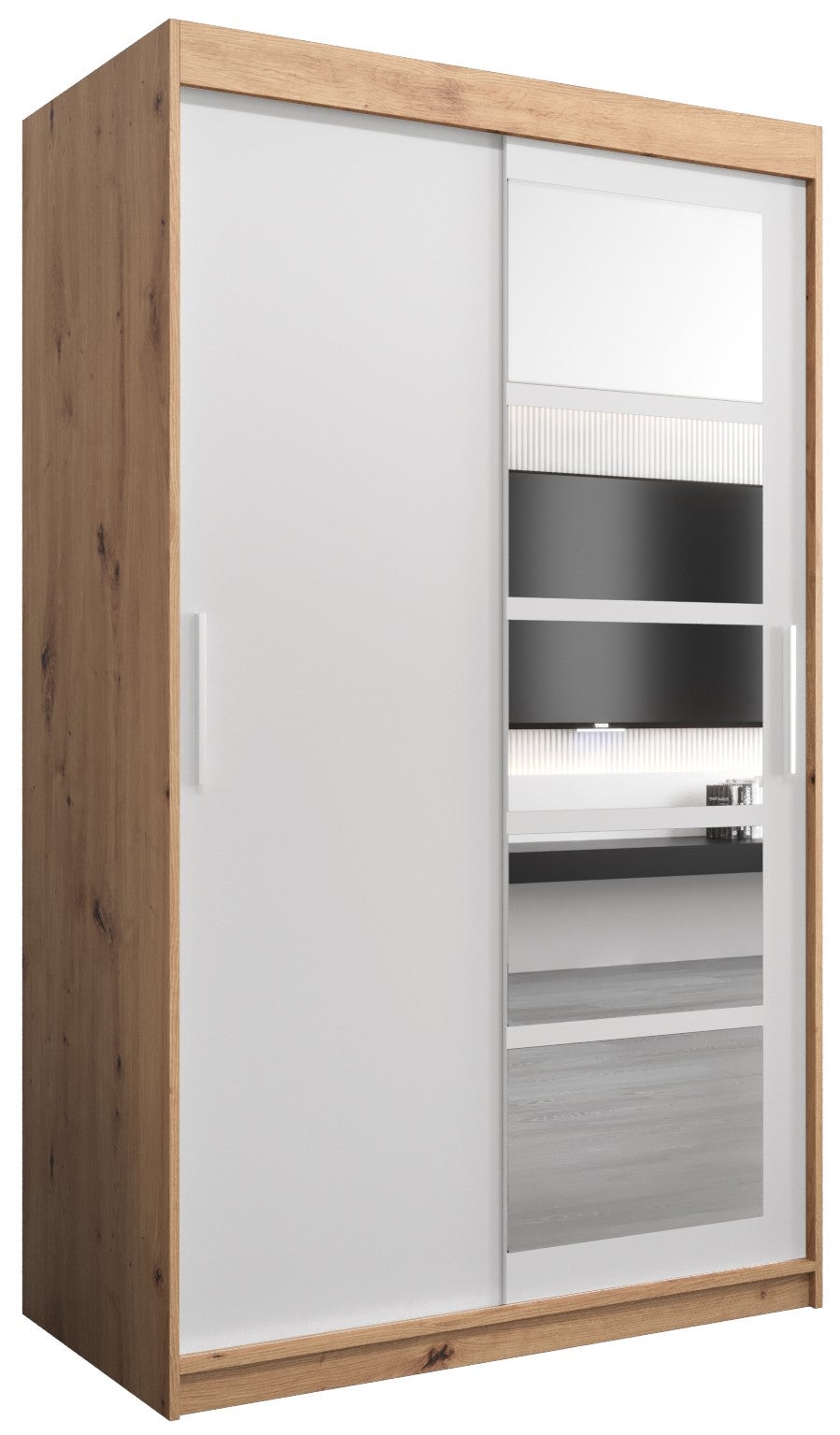 Szafa przesuwna garderoba ROMA 1 120 x 62 x 200 cm Artisan + Biały - Abiks Meble
