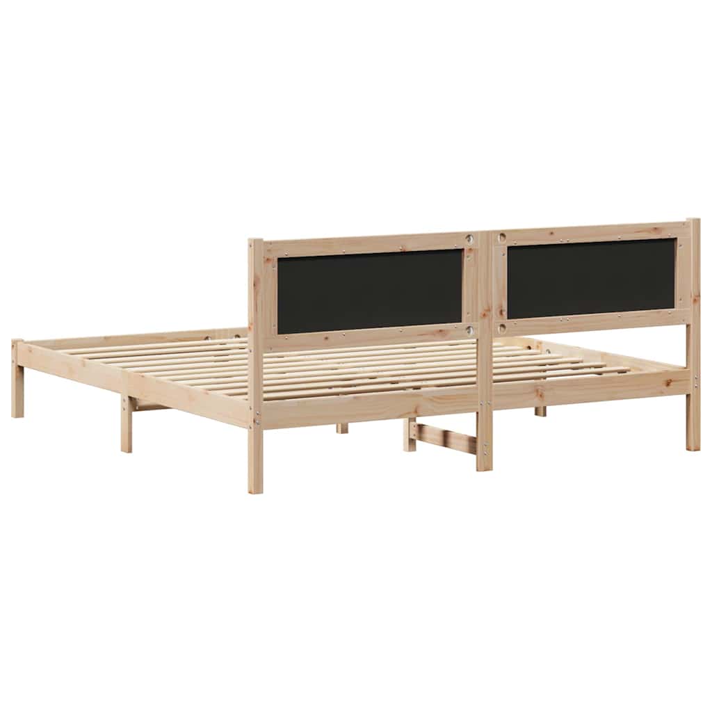 Cadre de lit avec tête de lit en pin massif taupe pour la chambre, 200 × 200 cm - 7
