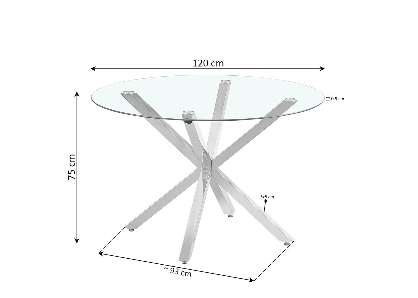 Mesa Redonda de Cristal Templado Aurora 120cm. Comedor o Cocina, Cambria - 4