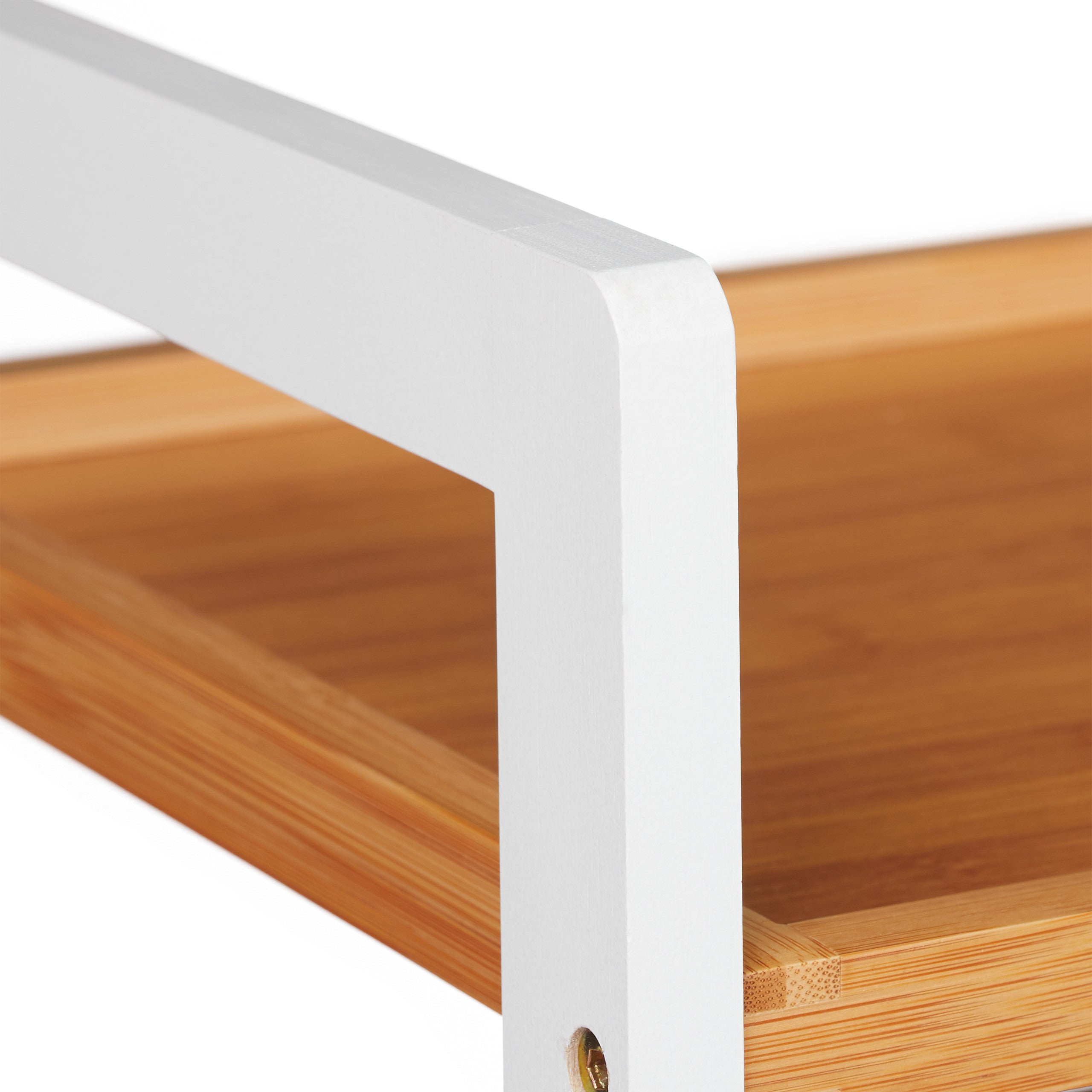 Etagère de bain, Etagères pour cosmétique, et ustensiles, Etagère de bambou, Tailles, blanc/naturel, Relaxdays - 6