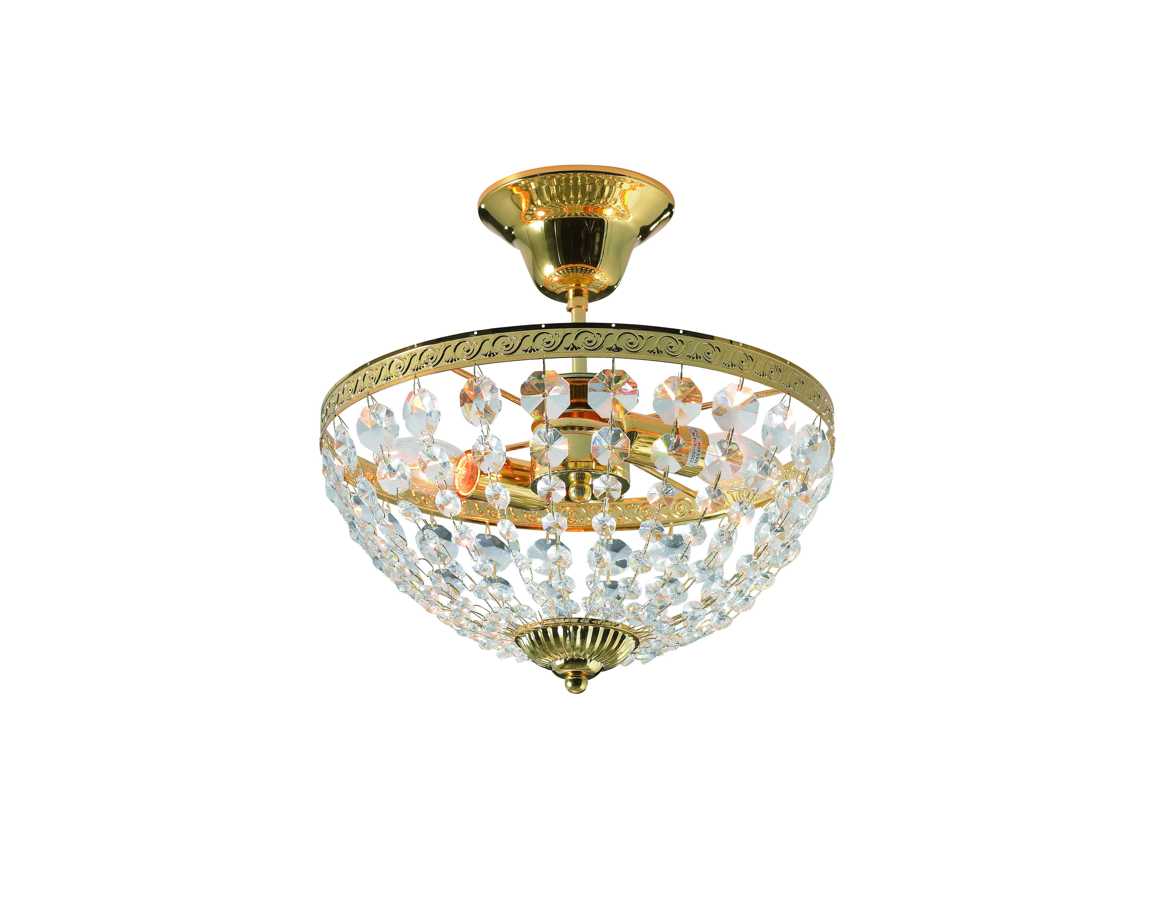 Markslöjd  Plafonnier En Cristal Hanaskog Doré 2 Ampoules , Leroy Merlin