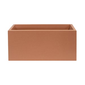 Fioriera Rettangolare In Terracotta Con Finestra, 60x18x16cm, Oakland Gardens - Set Da 4, Con Vassoio
