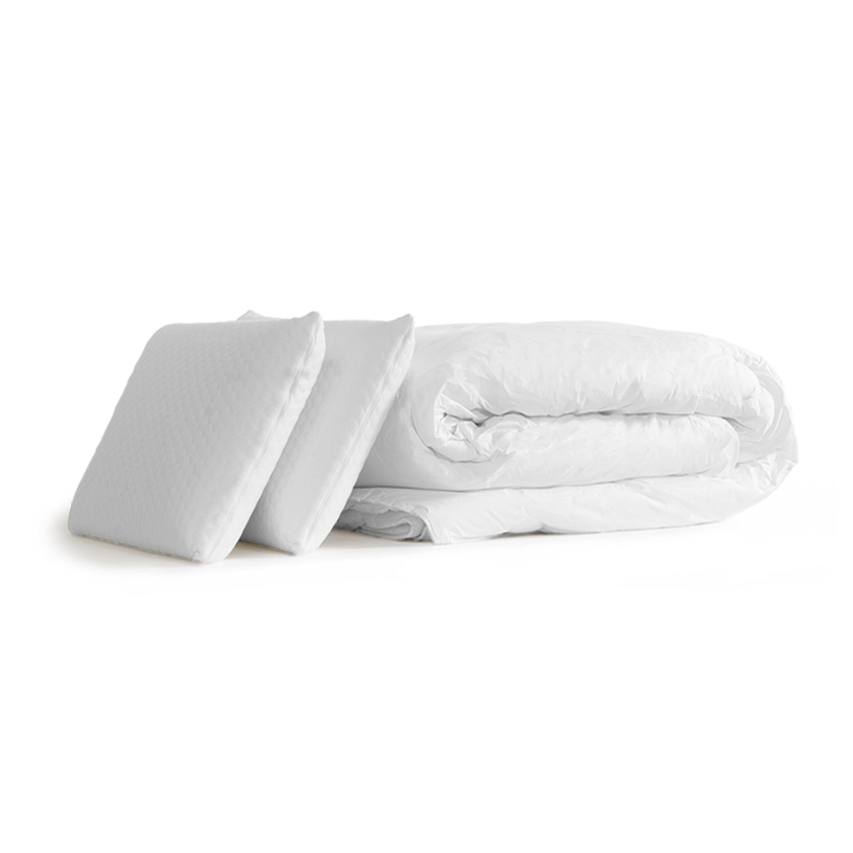 Matelas 160 x 200 cm Perform - Mémoire de forme - Ep : 23 cm - sommier Blanc avec 2 oreillers et couette - 7