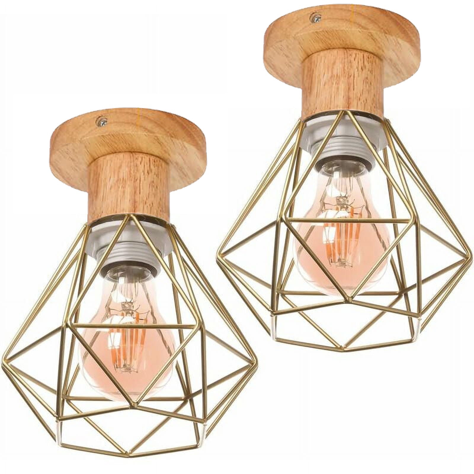2 sztuki lampa sufitowa E27 żyrandol vintage, industrialne zawieszenie Ø155mm do salonu kuchnia sypialnia restauracja, złoty