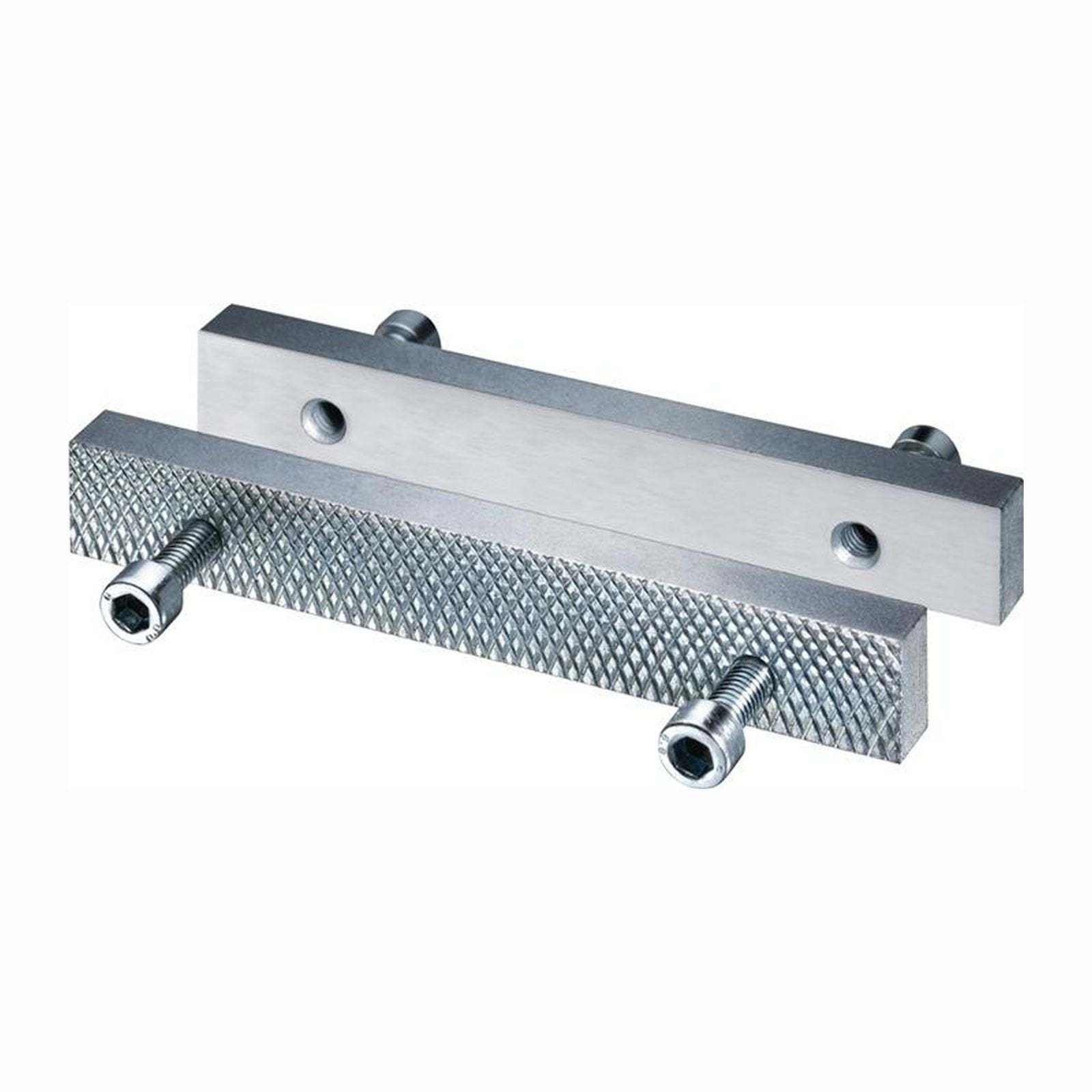 ganasce intercambiabili, in acciaio temprato, zincato – curve e intercambiabili, con un lato a coste e un lato liscio, adatto per morsa, 140 mm - 2