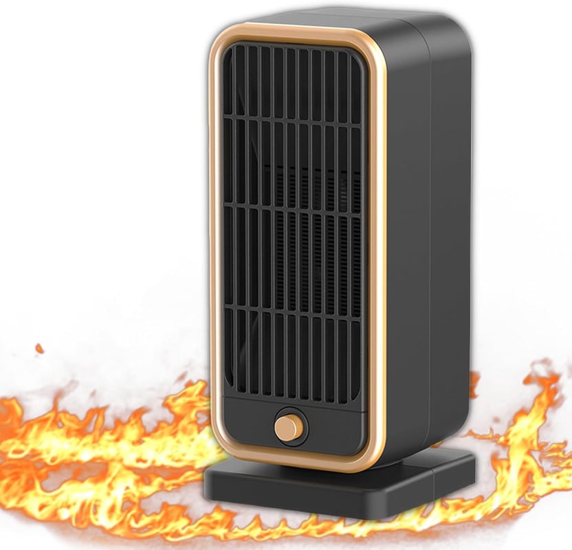 Przenośny grzejnik z zabezpieczeniem przed przegrzaniem i przewróceniem do sypialni, biura i użytku wewnątrz pomieszczeń (czarny) (1 opakowanie)
