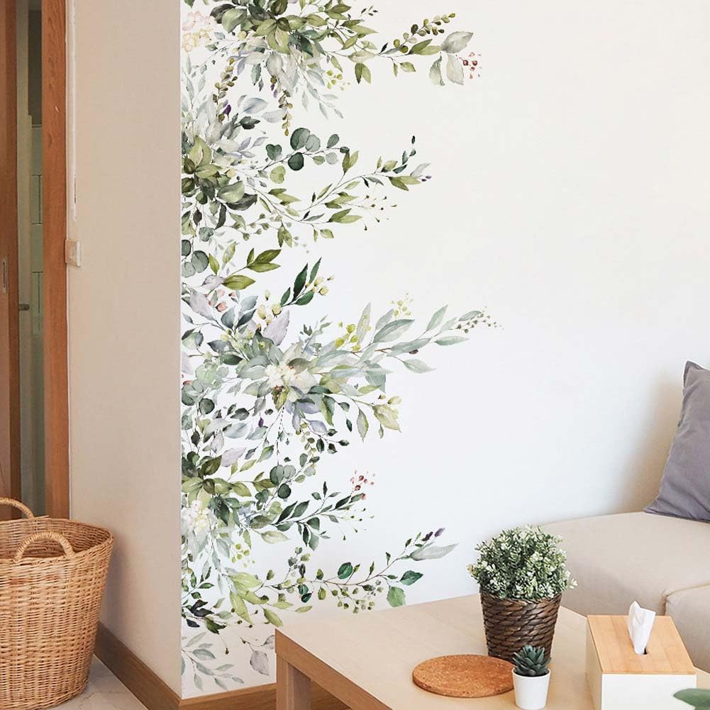 Sticker mural suspendu de style bohème en vigne verte, autocollant mural DIY pour chambre, salon, bureau, canapé - 5