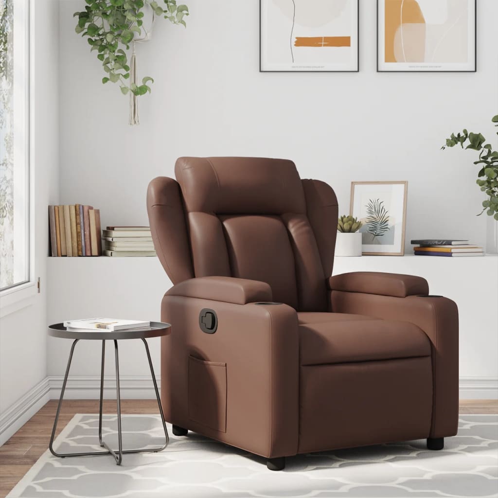 Silla reclinable de piel sintética marrón