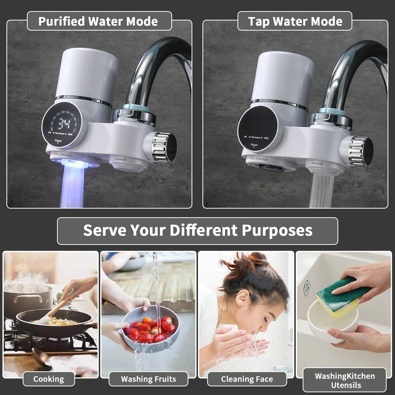 Système filtreur d'eau robinet - Filtre le chlore, les sédiments, l'oxyde, les nitrates. Filtre sur robinet,Convient aux robinets - 7