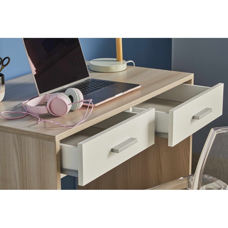 Escrivaninha com 2 gavetas, 91 cm (comprimento) x 55 cm (profundidade) x 76 cm (altura), acabamento em olmo claro, Sarmog - 3