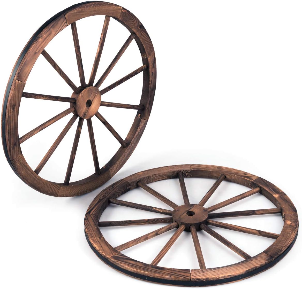 Set 2 Roue Décorative en Bois, Décoration Couleur Naturel 76x76x3,5 cm - 9