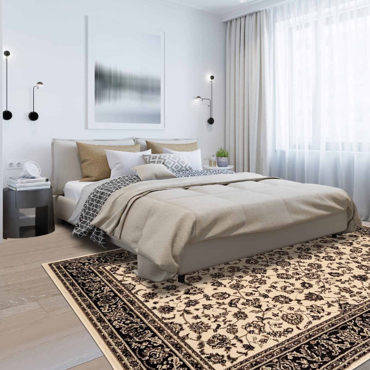 Tapis oriental 200x290 rectangle ivoire tissé motif ancestral LYN1 NOMED - 6