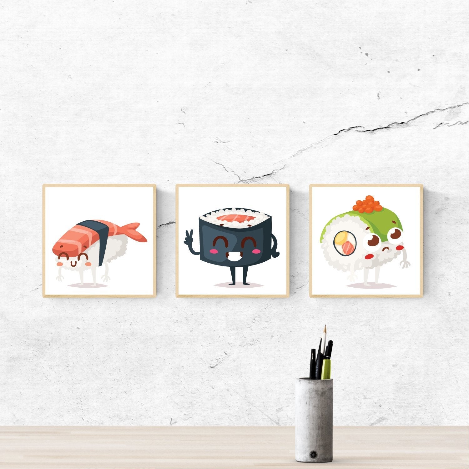 Sethi Slates Set. Trois Affiches À Encadrer Avec Des Images De Sushis. Sans Cadre - 2