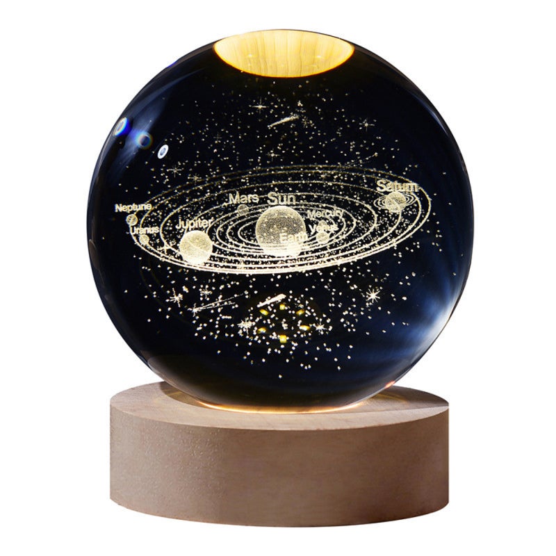 Veilleuse créative : boule de cristal galaxie/lune gravée au laser en ...