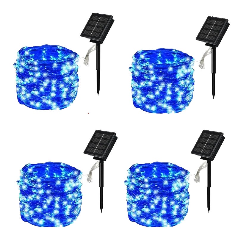 4Pack Outdoor Solar String Lights, 20m 200 LED Waterproof Solar String Lights 8 Modes Decorative Garden Lights, Christmas Lights, Blue