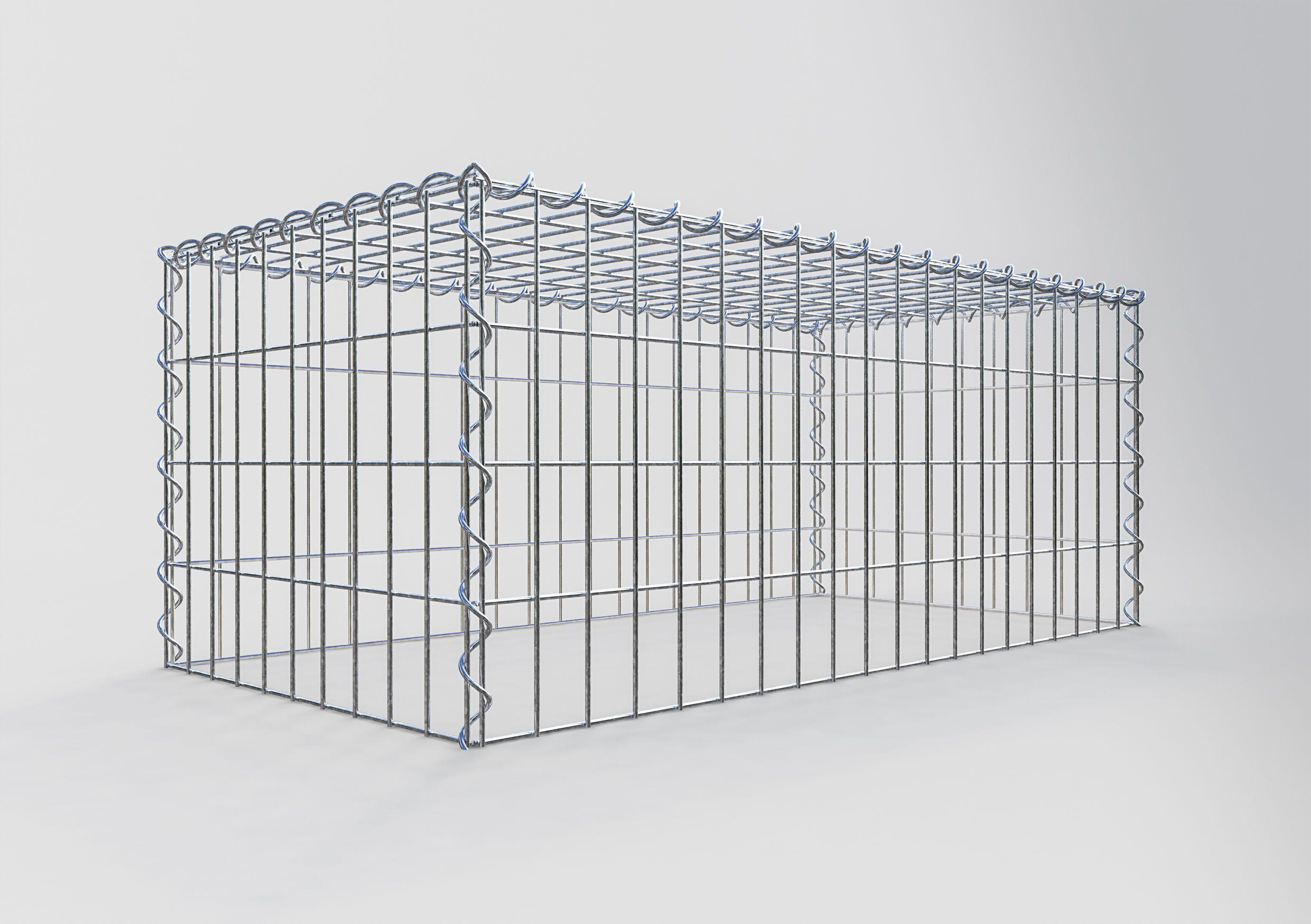 Gabiona - Gabbione per sovrapposizione in acciaio zincato 100x40x50cm (LxAxP), maglie 5 x 10cm, Spirale, senza griglia inferiore - 2