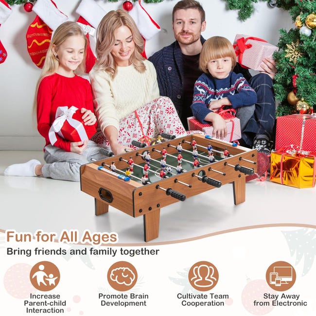 Calcio Balilla da Tavolo, Biliardo in Legno con Palloni e 18