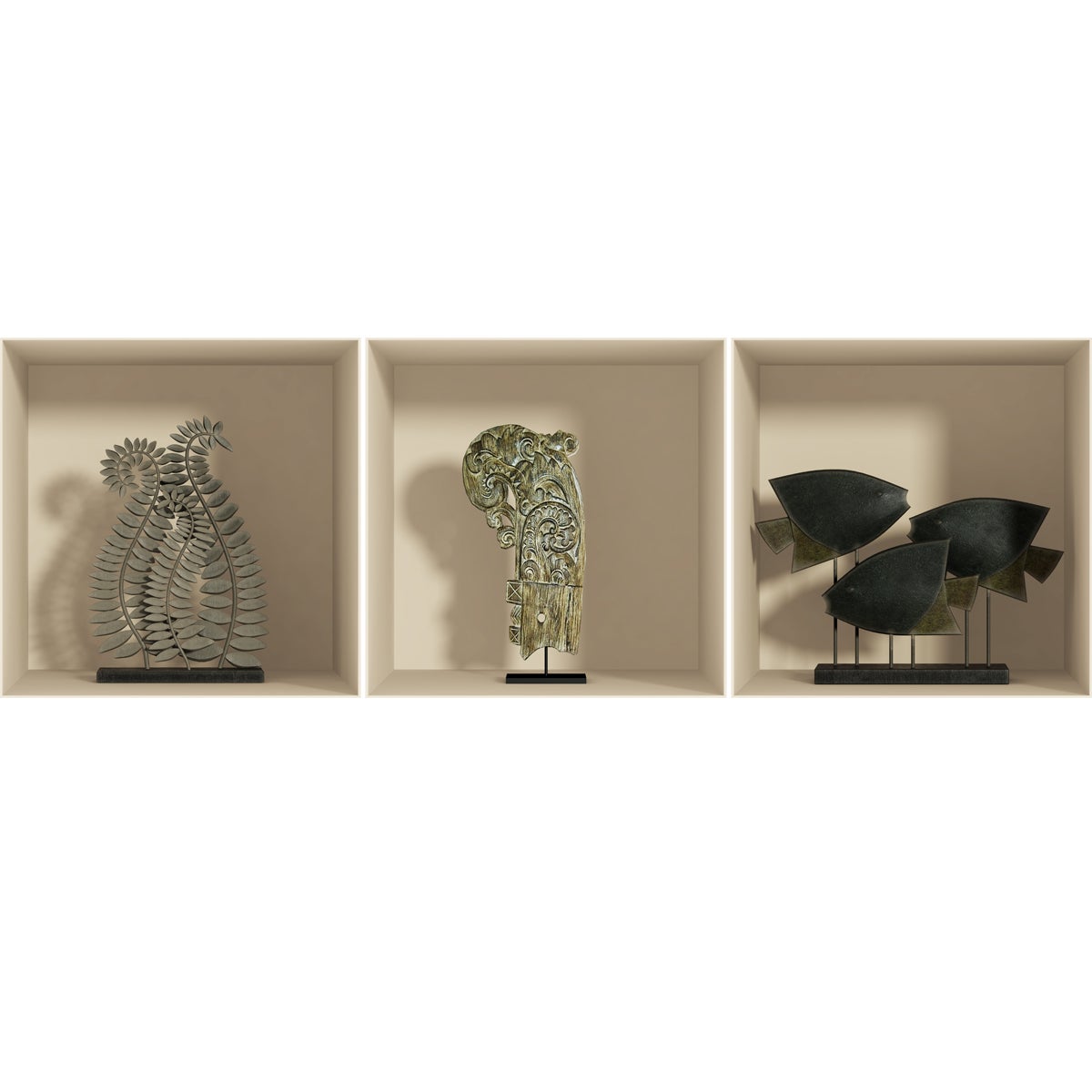 Adesivo effetto 3D piante e pesci boschi - Sticker adesivo - adesivi murali - 30x90cm - 3