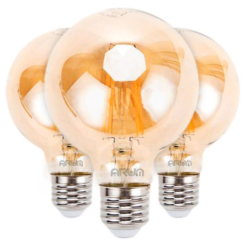 Zestaw 3 żarówek LED E27 G80 Bursztynowy Filament 6W