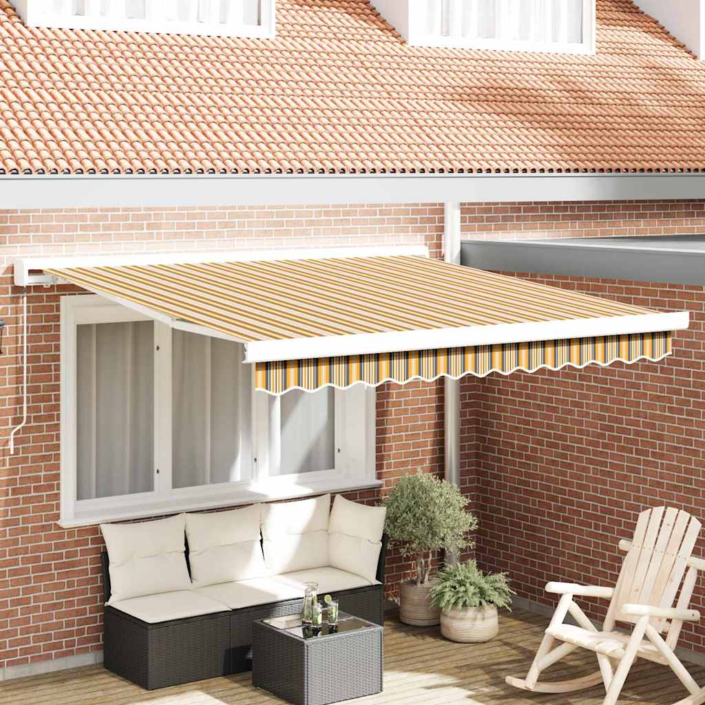 Toldo manual retráctil 350x250 cm rayas multicolor – toldo exterior de poliéster