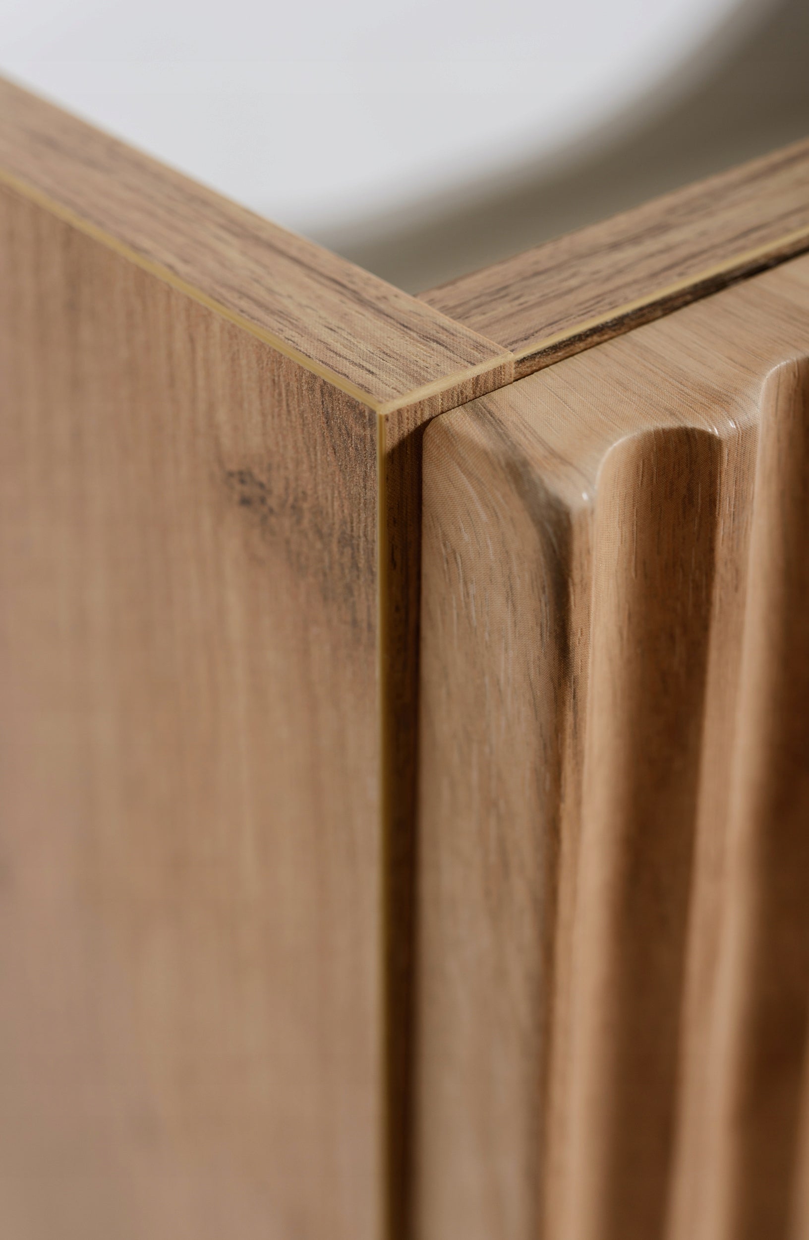 Meuble sous-vasque suspendu 80 cm effet chêne avec tiroirs façades MDF rainurées design moderne salle de bain Rodan - 8