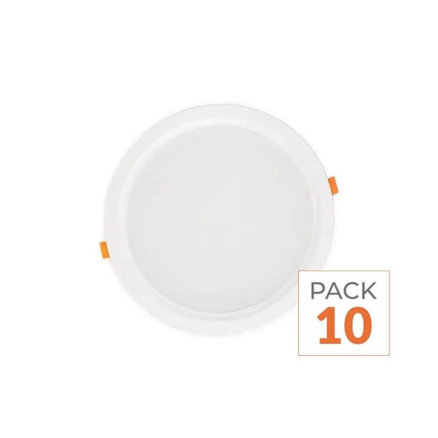 Spot LED Encastrable Plat Étanche 30W BLANC Transformateur Intégré - Lot de 10 - Blanc Neutre 4000K - 5500K - SILAMP