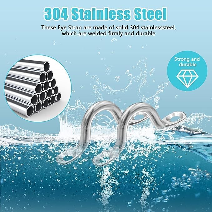 24 Pontet INOX, Acier Inoxydable Pontet avec 48 vis,Pont,Voile D'ombrage de Voiture,Gréement de Cano (6 mm) - 2