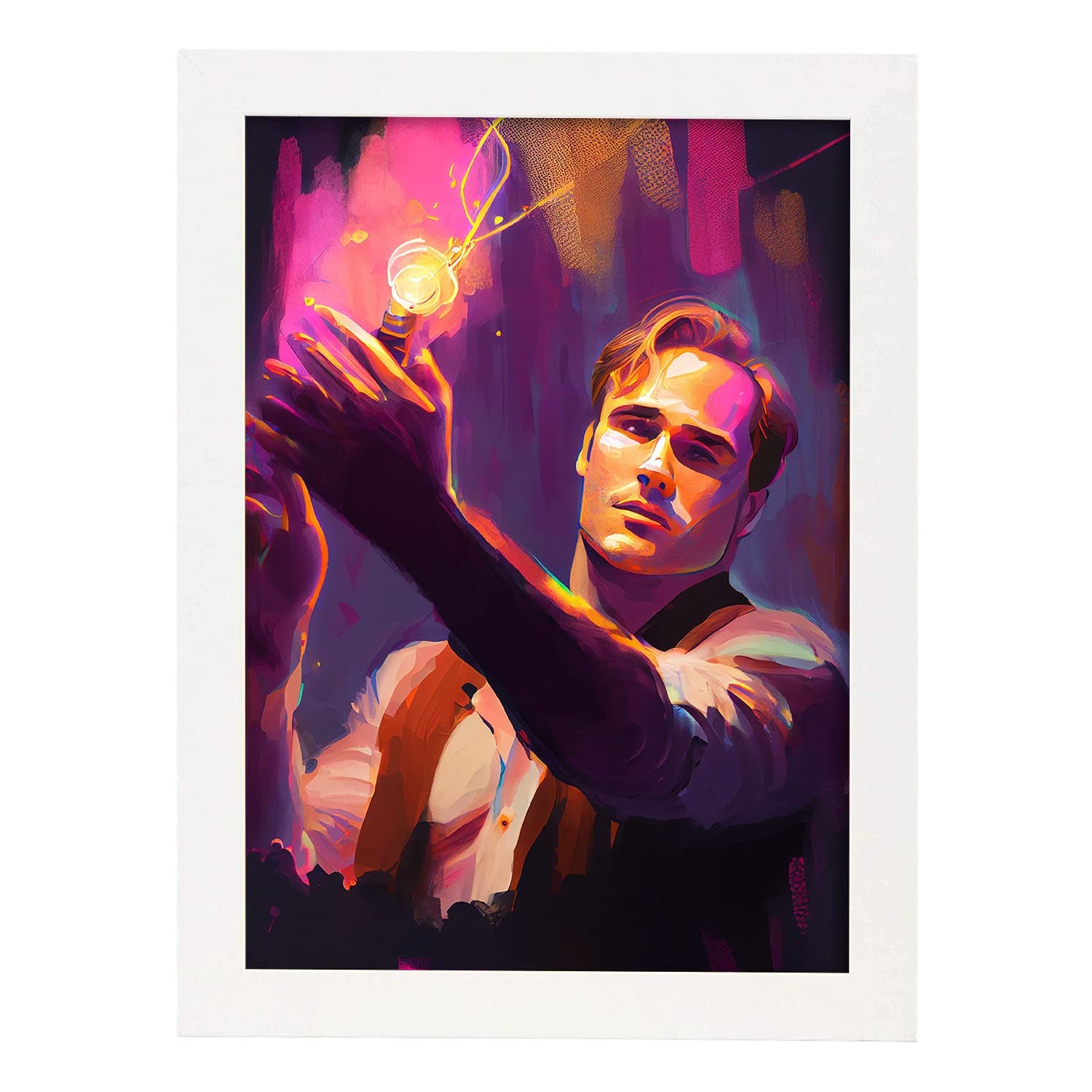Nacnic poster de marlon brando en estilo retrato a todo color ilustraciones y caricaturas de personajes históricos famosos diseño y a3 marcos blancos
