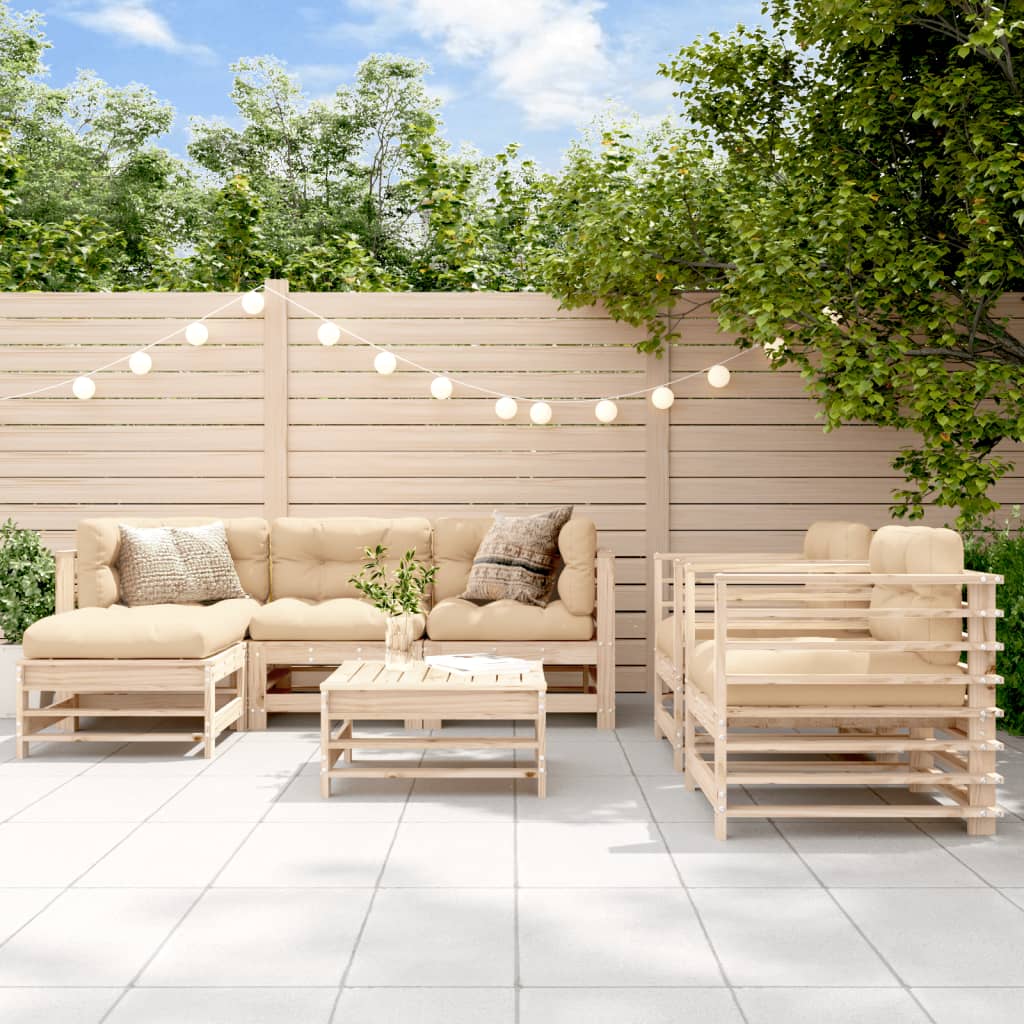 Salon de jardin 7 pcs Bois de pin massif - 2