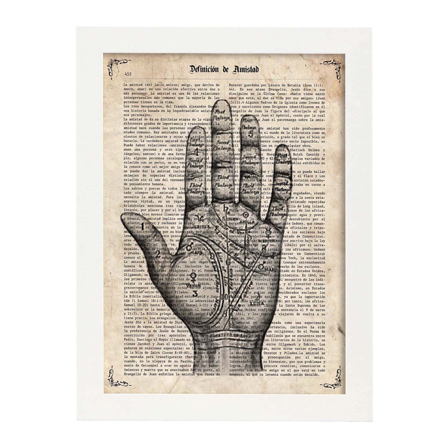 Poster de lectura de mano.láminas vintage para posters con diseño vintage y definiciones. marco negro - a3