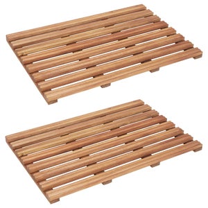 Alfombrilla De Baño De Madera De Teca - 60x40 Cm - Antideslizante, Para Ducha O Bañera - Diseño Con Listones