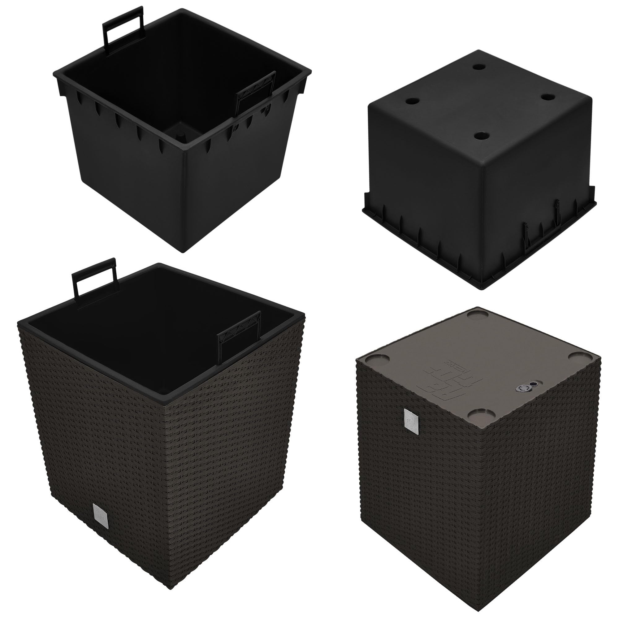 2x donica 15,8l ogrodowa balkonowa taras kwiaty doniczka rattan wkład ogród - KOTARBAU - 4