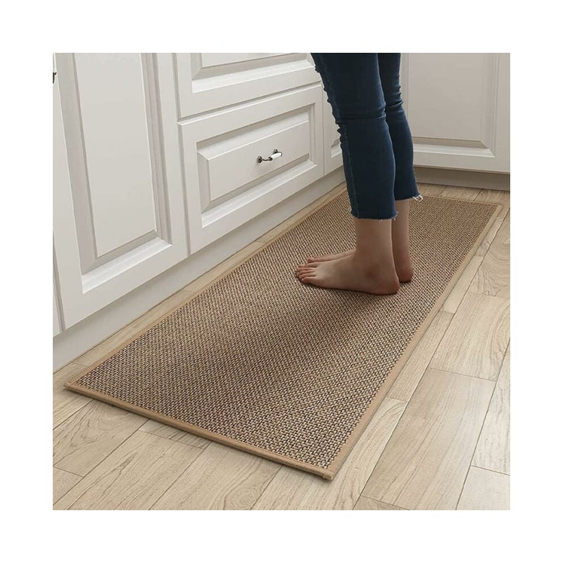 Wycieraczka antypoślizgowa – Wycieraczka kuchenna – Len – Spód z naturalnego kauczuku – 1 sztuka – 44 x 75 cm – Brązowy