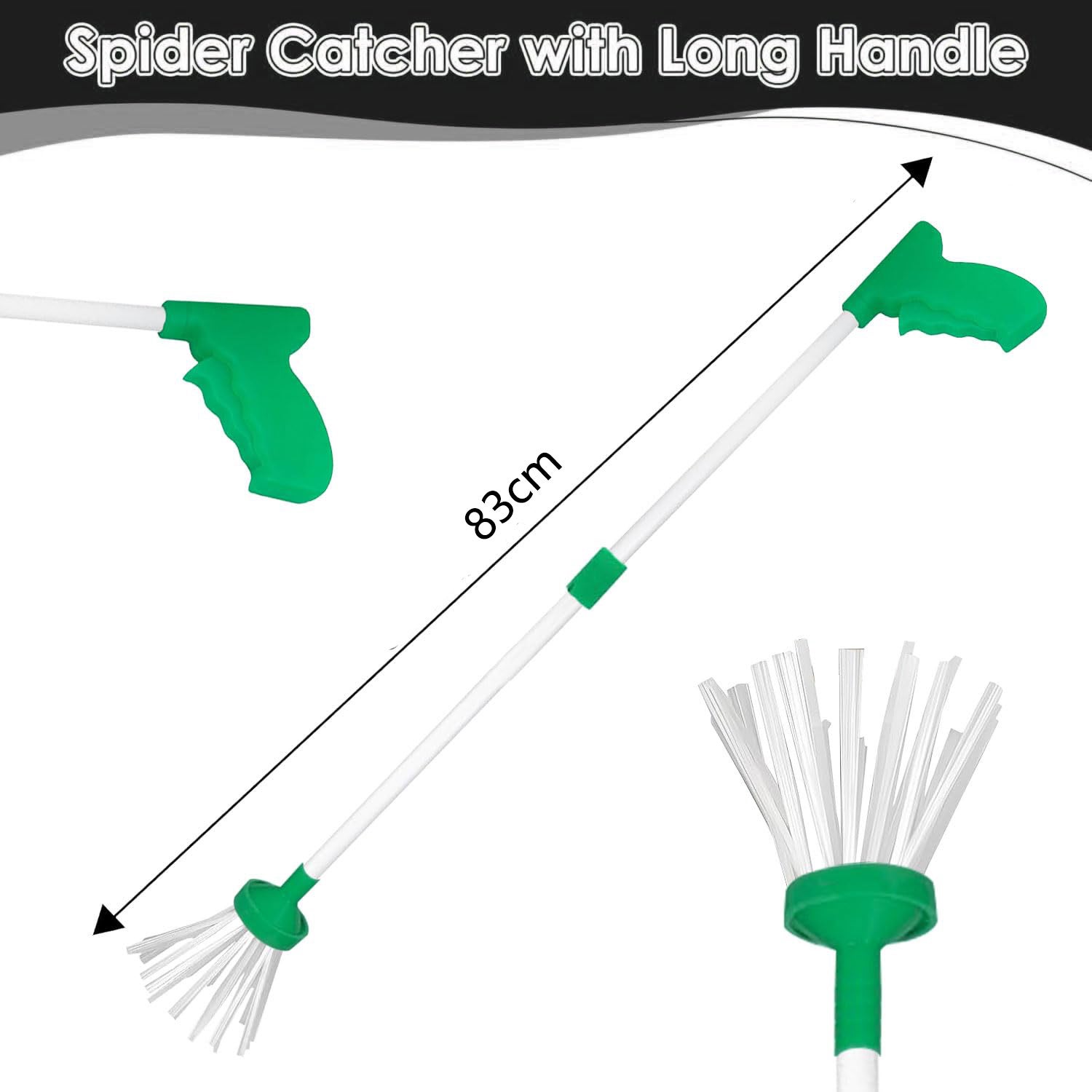 Attrape-araignées portatif, attrape-araignées à long manche, adapté pour une capture en toute sécurité, vert - 2