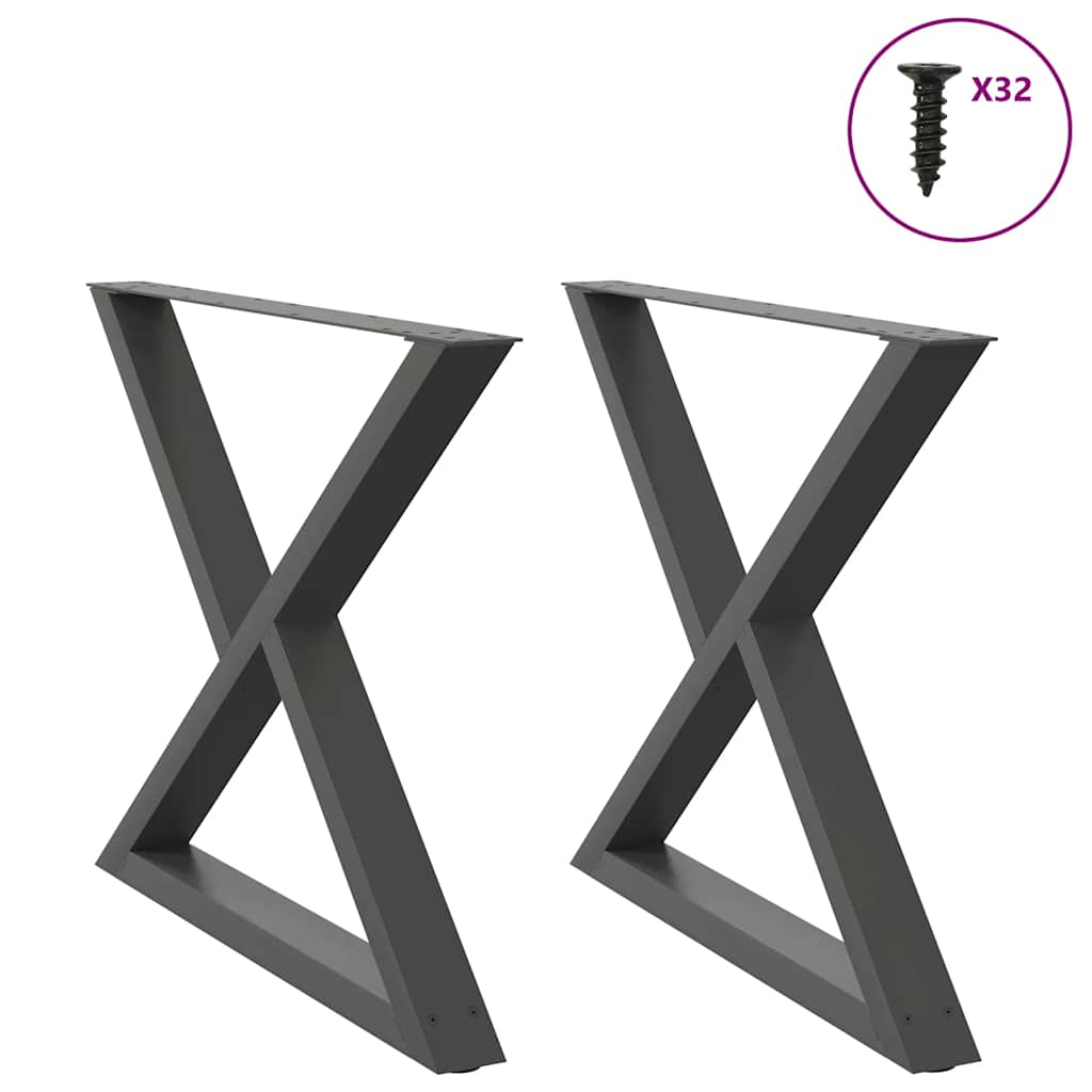 Nogi do stołu jadalnego 2 szt. Antracyt 90x(72-73,3) cm Stal vidaXL