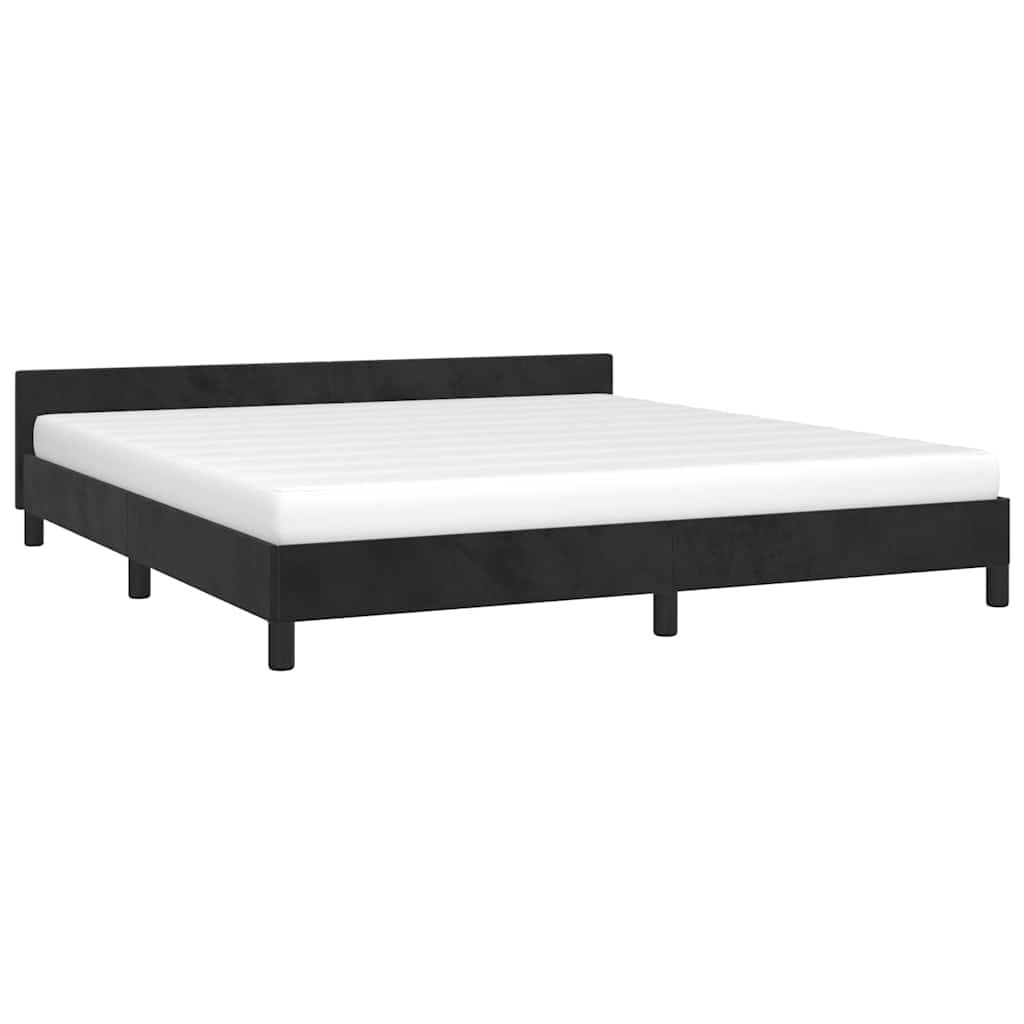 Cadre de lit sans matelas, velours noir, pour la chambre, 160 × 200 cm - 3