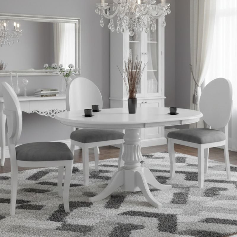 Table blanche ronde extensible avec pied central Windsor - 2